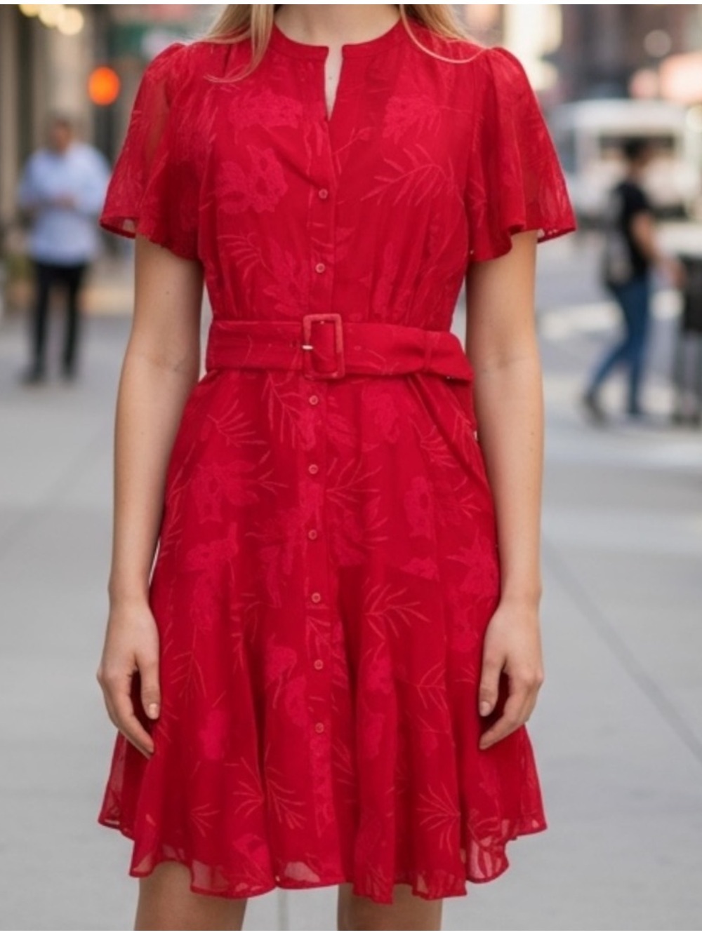 Anthropologie Ranna Gill Scarlette Embroidered Mini Dress in Red small - Picture 1 of 7